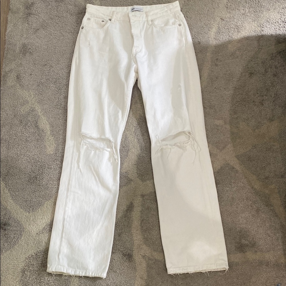 Zara White Denim Pants